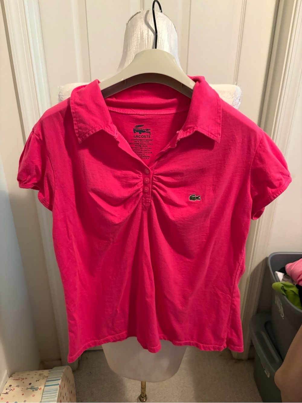 Lacoste Women’s Hot Pink Polo-Style Short Sleeve Top size L